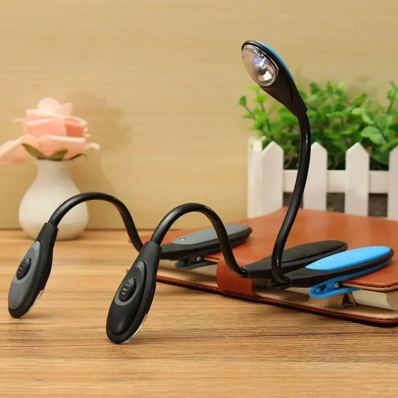1pc Led Book Light Mini Clip-On Flexible Bright LED Lamp Light Book Reading Lamp For Travel