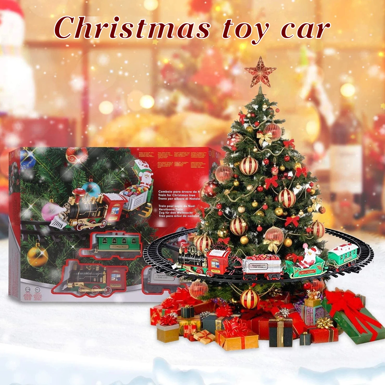 Hanging Christmas Train Set with Light Sound Christmas Toy Train Electric Tracks Toys for Kids Indoor Christmas Decoration
