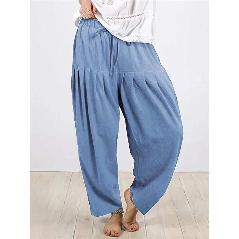 

Women's Fashion Loose Wide Leg Pants Casual Long Pants Spring Summer Solid Color Oversized Elastic Waist Trousers Yoga Sports