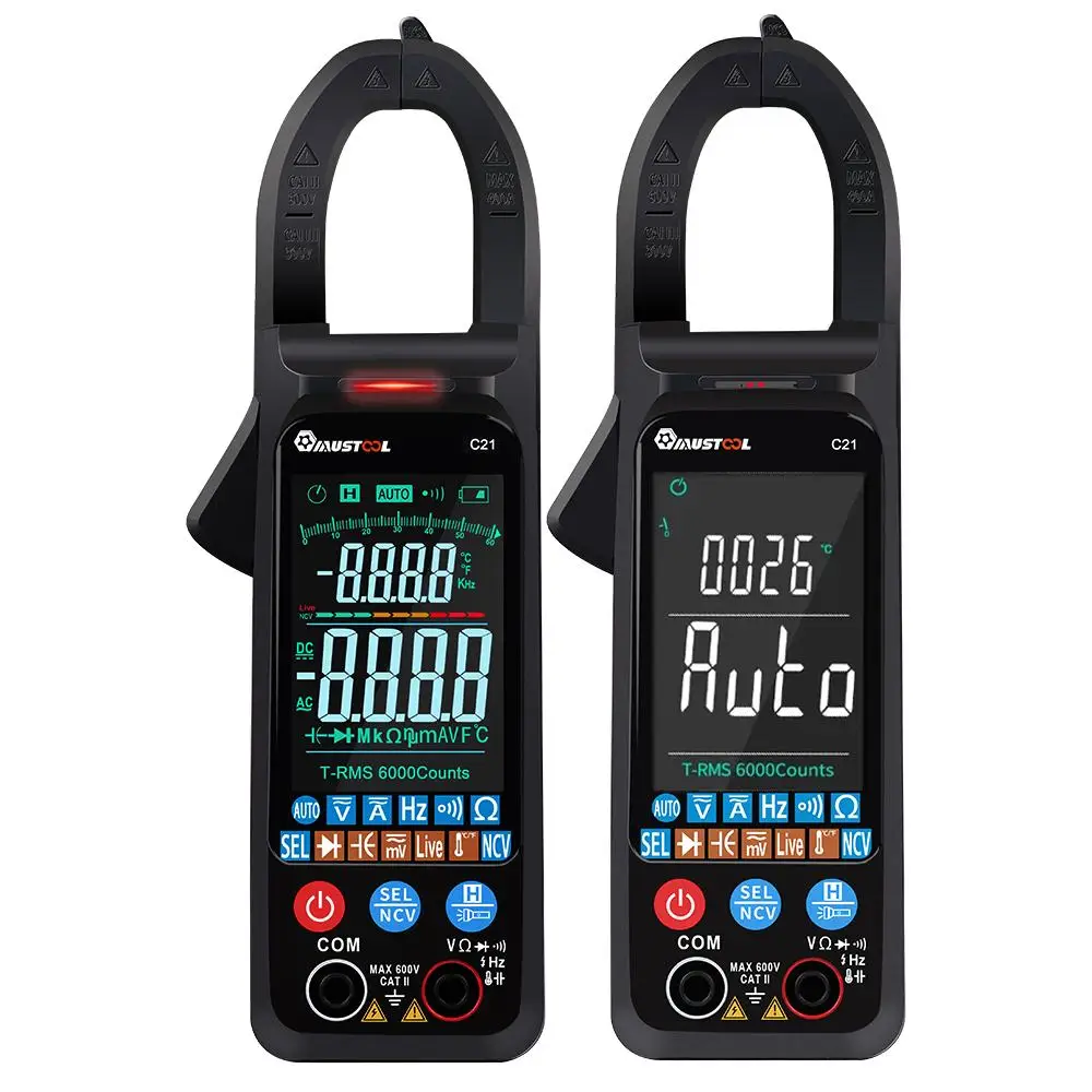 MUSTOOL C21 Clamp Meter Digital Multimeter DC/AC Current 6000 Counts Ammeter Voltage Tester Car Amp Hz Capacitance NCV Ohm Test digital multimeter multimeter tester analog multimeter