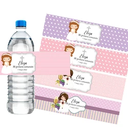 30pcs Custom Mi Primera Comunión Decor Water Bottle Labels Stickers Girl Self-adhesive Customize Christening Baptism Communion