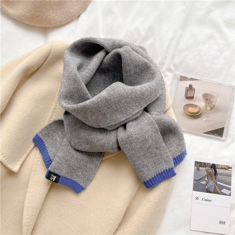 Fashion Winter Warm Cashmere Scarf for Women Deisgn Solid Neckerchief Knitted Scarves Lady Skinny Woolen Yarn Bandana Foulard 10