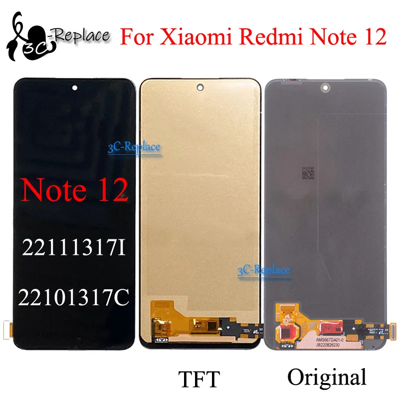 AMOLED Original LCD Screen For Xiaomi Redmi Note 12 China / Note 12 5G /  Poco X5 with Digitizer Full Assembly