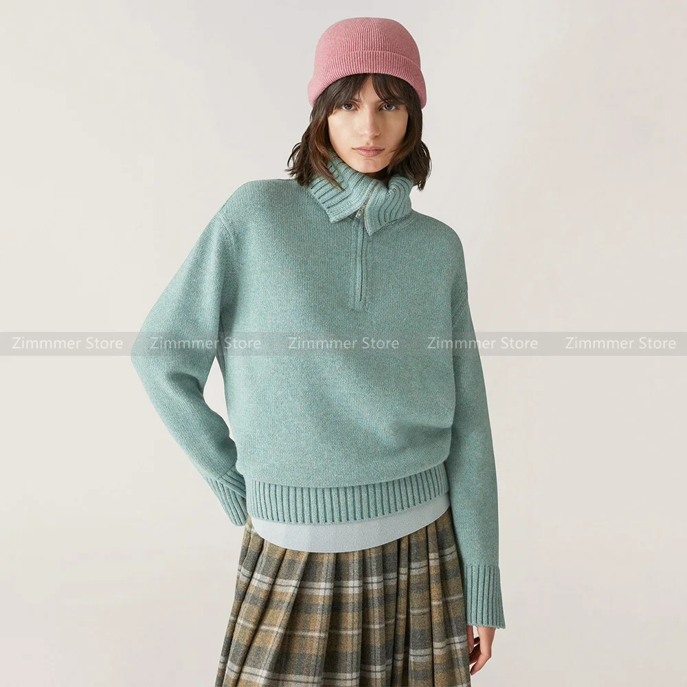

Half zip turtleneck jumper women 23 years autumn and winter hundred casual wool knit tops