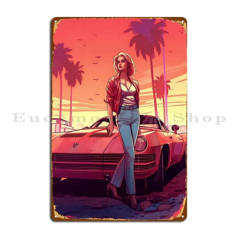 Miami Vice Blonde Elegance Metal Plaque Poster Cinema Murale Crea Iron Painting Tin Sign Poster