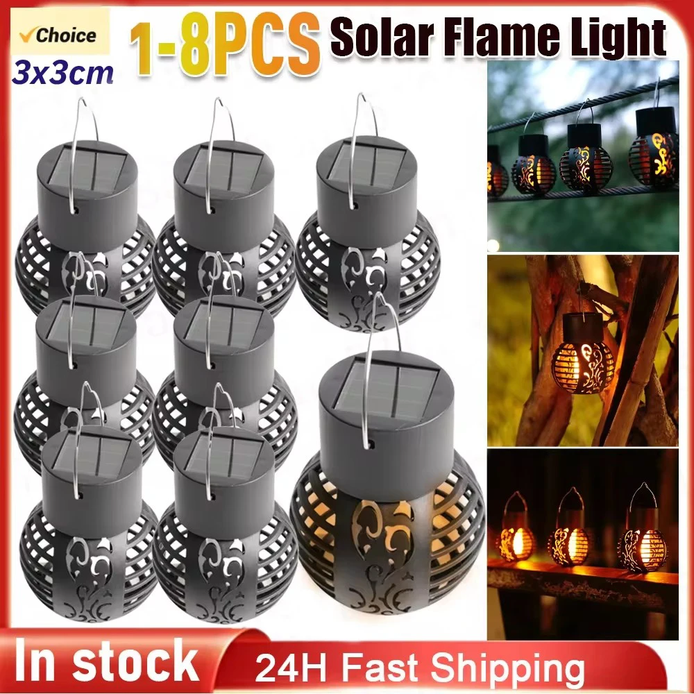 Solar Lamp KDULIT Outdoor Waterproof Hollow Flame Ball Lantern Courtyard Landscape Garden Chandelier Decorative Hanging