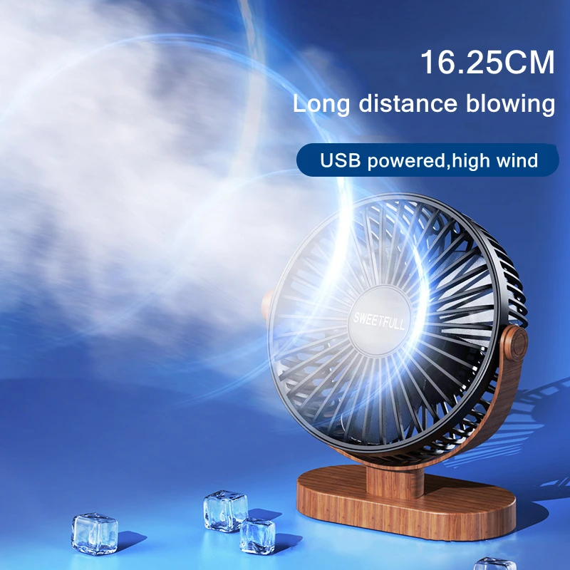 Xiaomi Home Office Room Silent Desktop USB Air Cooling Fan Wood Grain 360ยฐ Rotation 3 Gear Adjusted Air Conditioner Electric Fan