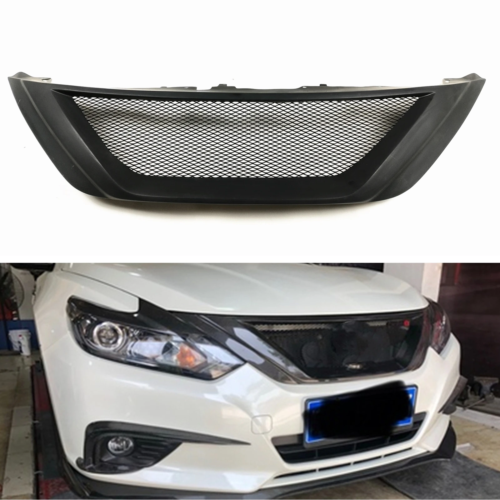 

Fiberglass Car Front Grills Grille Upper Replacement Bumper Hood Mesh Auto Part Honeycomb Look For Nissan Teana Altima 2016-2018