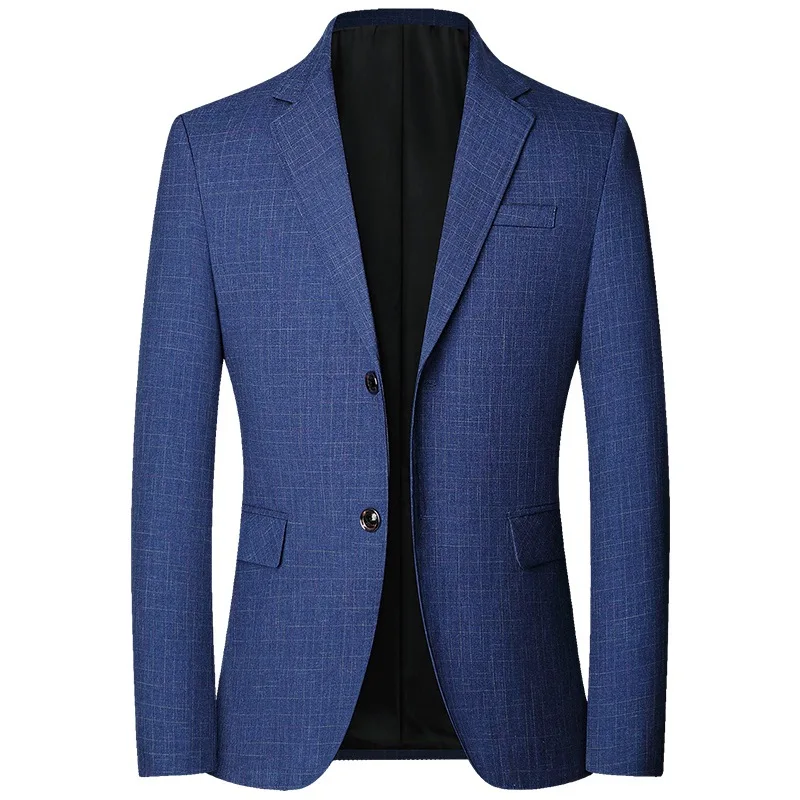 Spring Autumn Checkered Non-iron Men Suit Jacket Slim Fit Asian Size