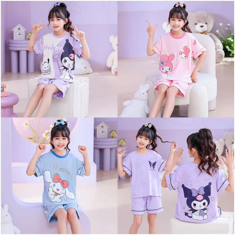 

Детские летние шорты с коротким рукавом и мультяшным принтом Sanrios Kuromi Cinnamoroll My Melody