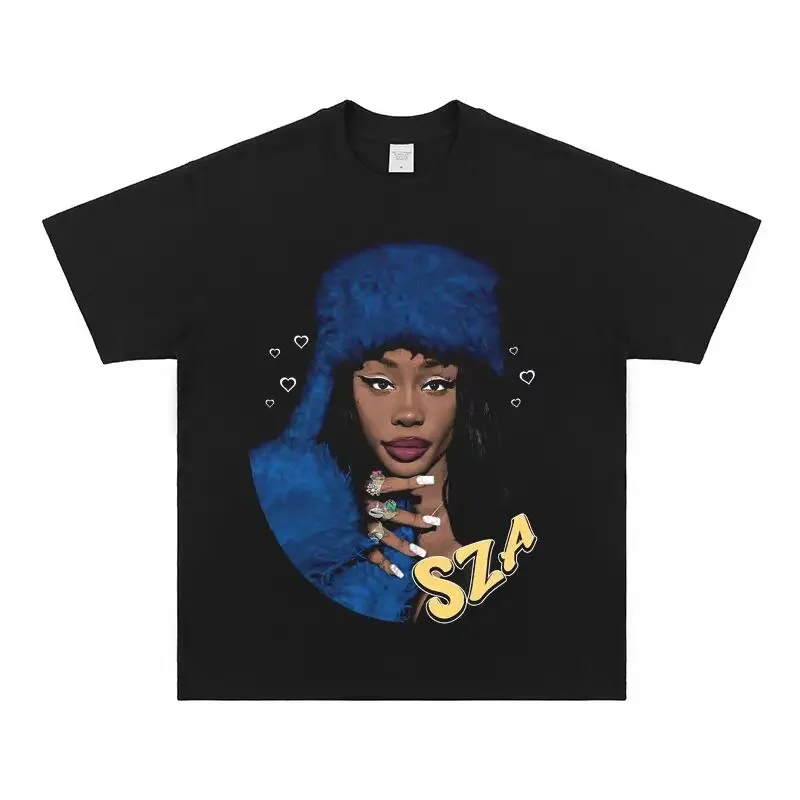 SZA SOS 앨범 그래픽 프린트 티셔츠, 빈티지 펑크 힙합 하라주쿠 티셔츠, 패션 캐주얼 하이 퀄리티 티셔츠, 남녀공용 상의