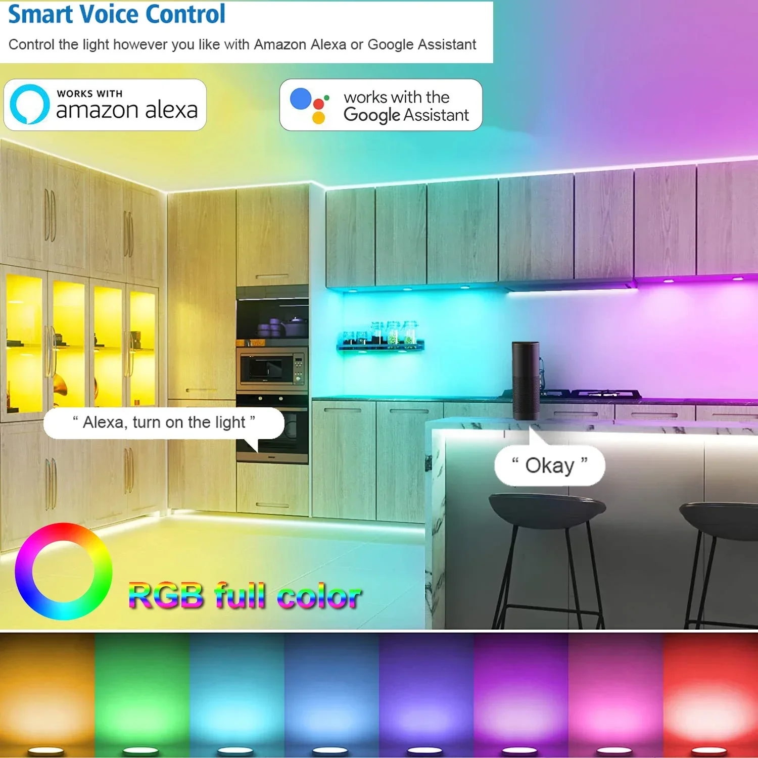 Aluminium Tuya Wifi Control RGB LED unter Schrank Beleuchtung Dimmen Küchen theke Möbel Beleuchtung Kit für Alexa Google Home