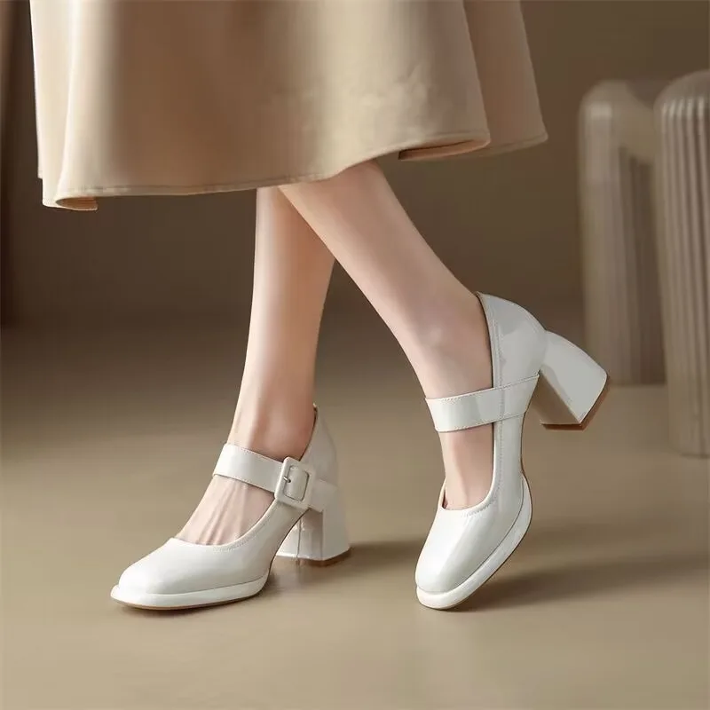

New Mary Jane brand designer casual women's shoes 2024 spring high heels party fashion women's leather shoes women's pumps