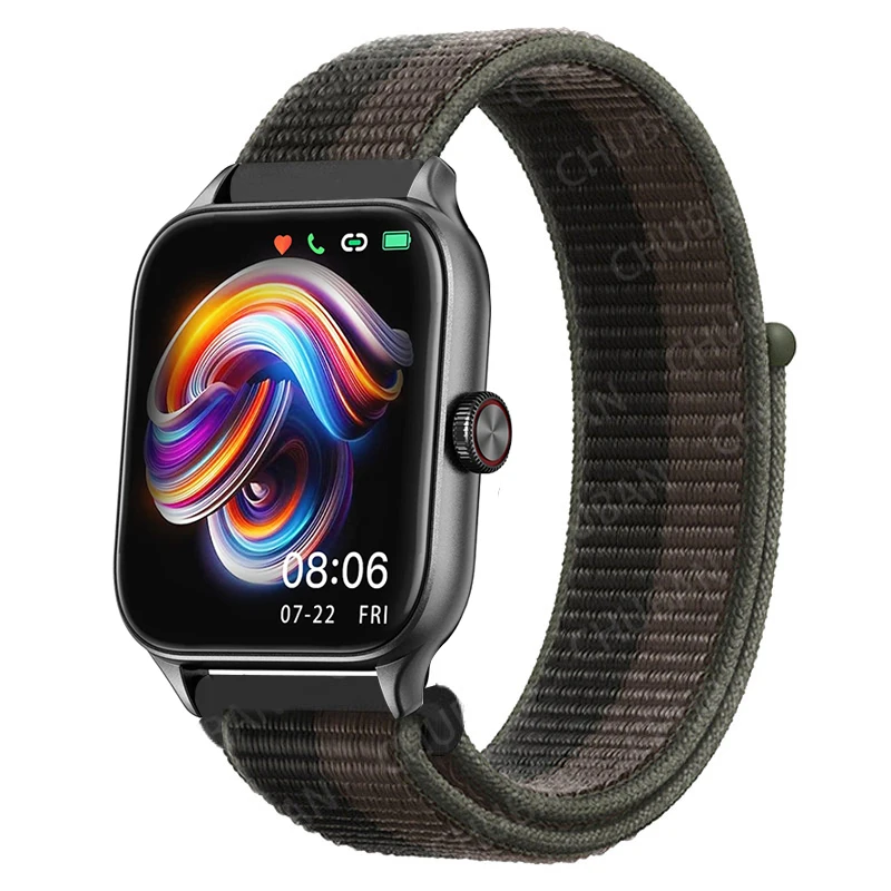 Sport Nylon Loop Bracelet Strap, 22mm or 20mm, Compatible with Popular Smartwatches