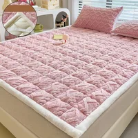 Winter Thicken Mattress Pad Soft Warm Plush Cozy Velvet Fitted Sheet Double Bedspread Bed Linens for Household Bedroom Decor 1