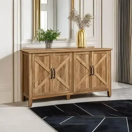New2025-Buffet Storage Cabinet, 15.7" D x 59" W x 31.5" H Credenza Sideboard Table, Kitchen Cupboard with Adjustable Shelves for