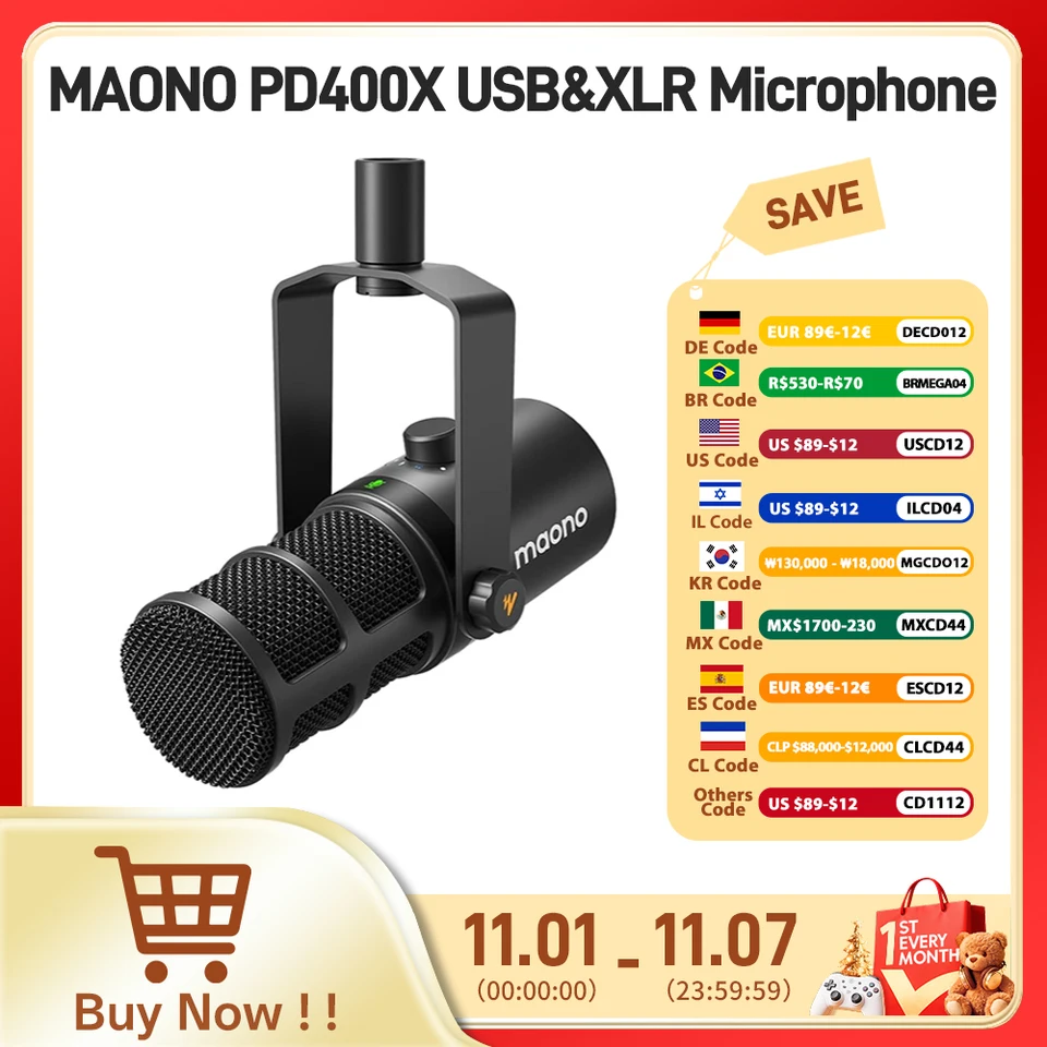 maono PD400X ダイナミックマイク Amazon.com: MAONO PD400X Dynamic Microphone with BA92 Boom