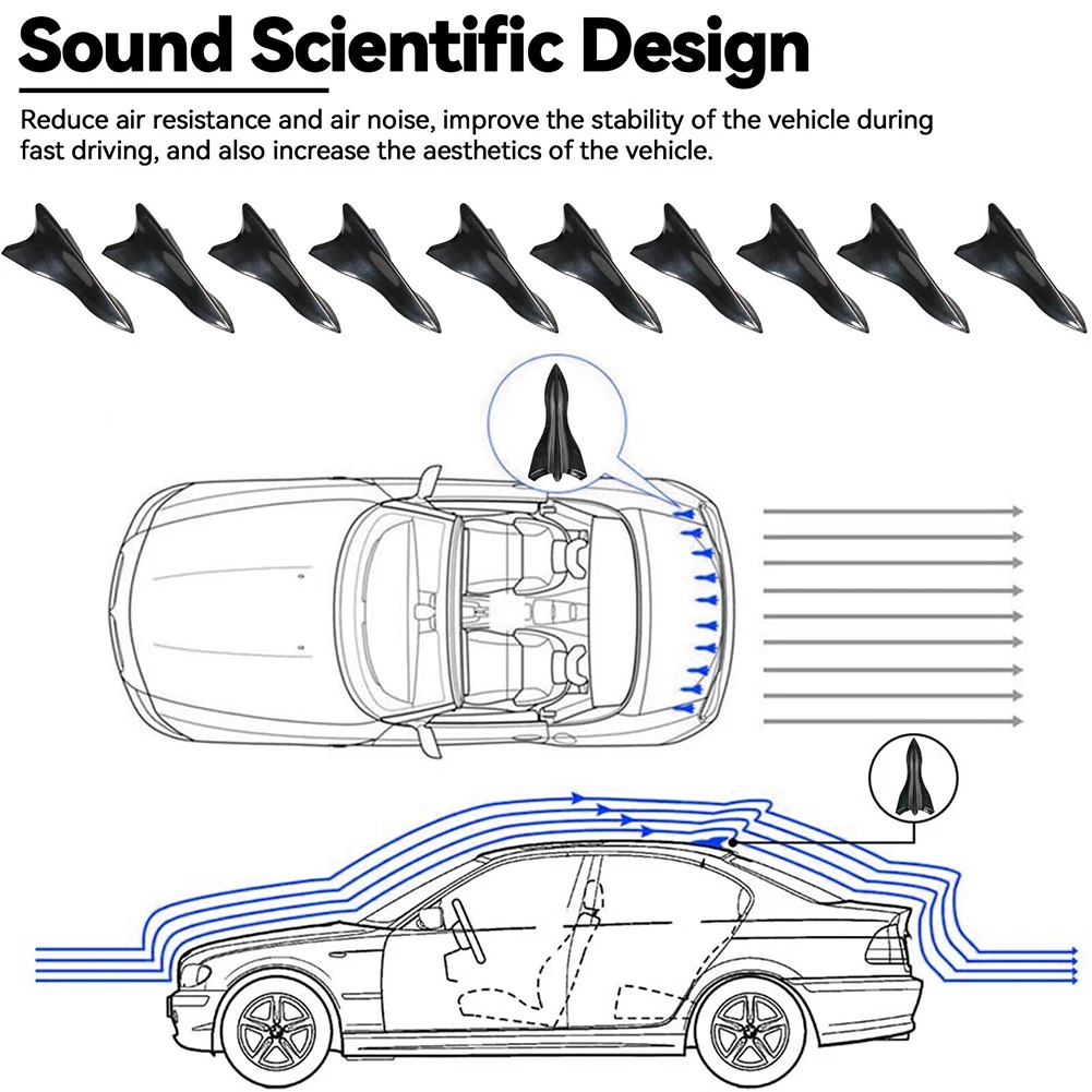 

10Pcs Black Fin Diffuser Vortex Generator Universal Car Roof Bumper Spoiler ABS Universal Exterior Decal Automobiles