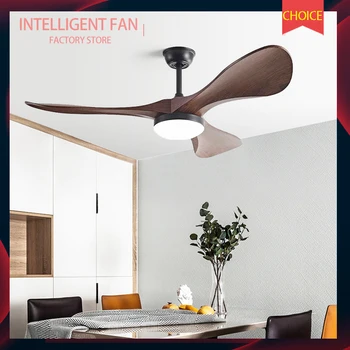 โคมไฟพัดลมติดเพดานลมแรงขนาด52นิ้วแบบเรียบง่ายทันสมัยพัดลมไฟฟ้าร้านอาหารพัดลมติดเพดานใช้ในบ้านพร้อมไฟและการควบคุม220V 1