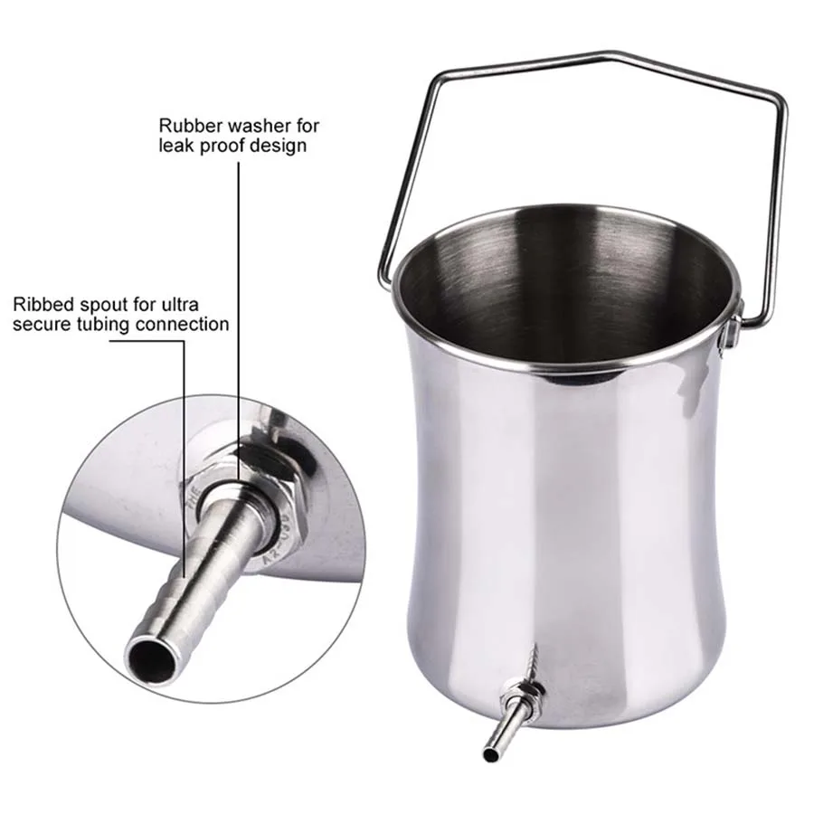 2L Waist Shape Stainless Steel Enema Bucket Medical Enema Bucket Enema Coffee Enema Rinse Bag