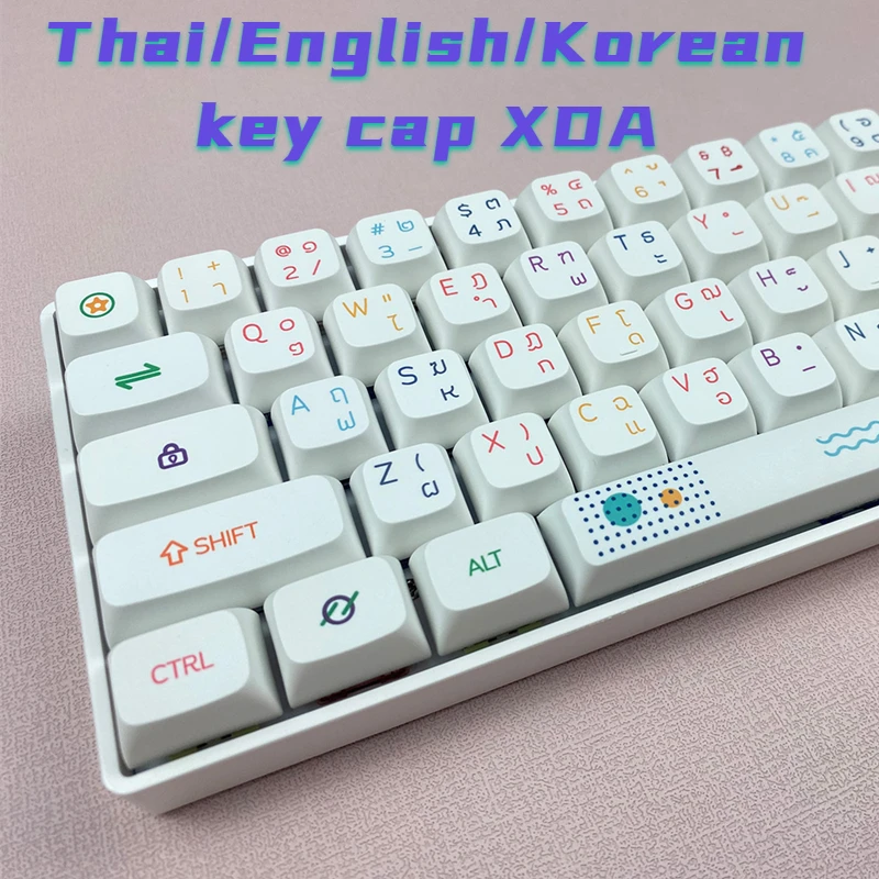 

Neon light Theme PBT Keycaps For Thai English Korean keycaps XDA sublimation compatible with 61/64/84/87/98/104/127 Keyboard