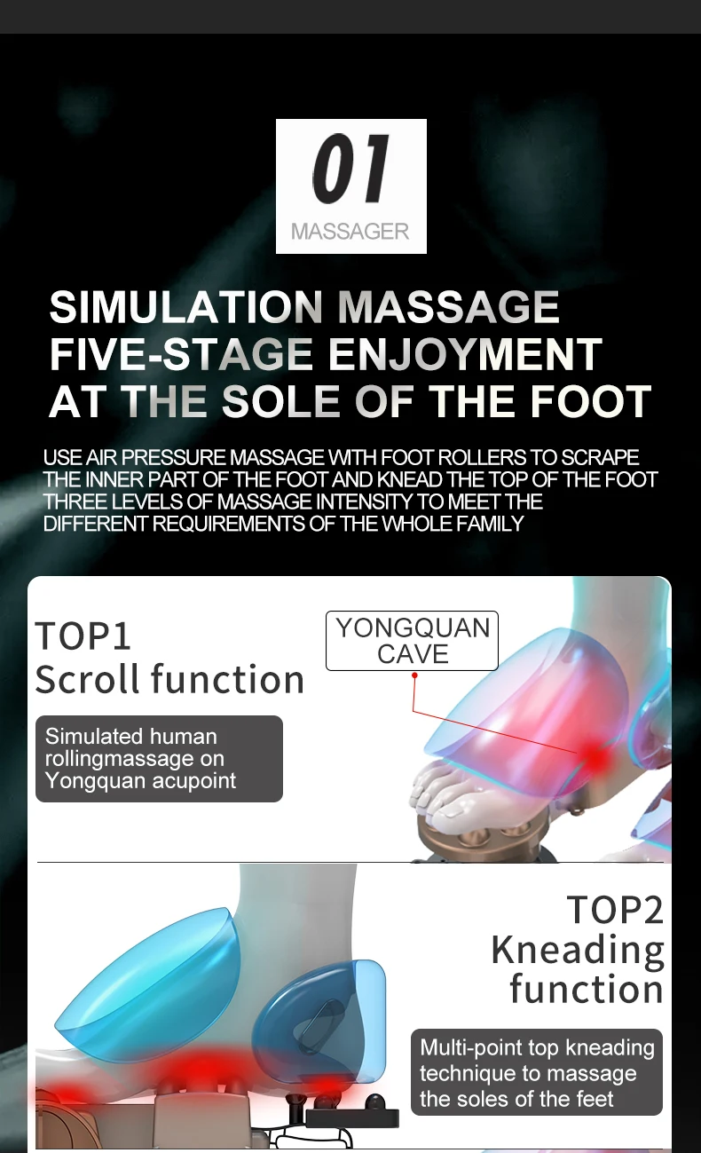 Massaggio elettrico per i piedi, Shiatsu, impastamento profondo, compressione dell'aria per la cura della salute, terapia di riscaldamento a infrarossi, antistress_voghion.com