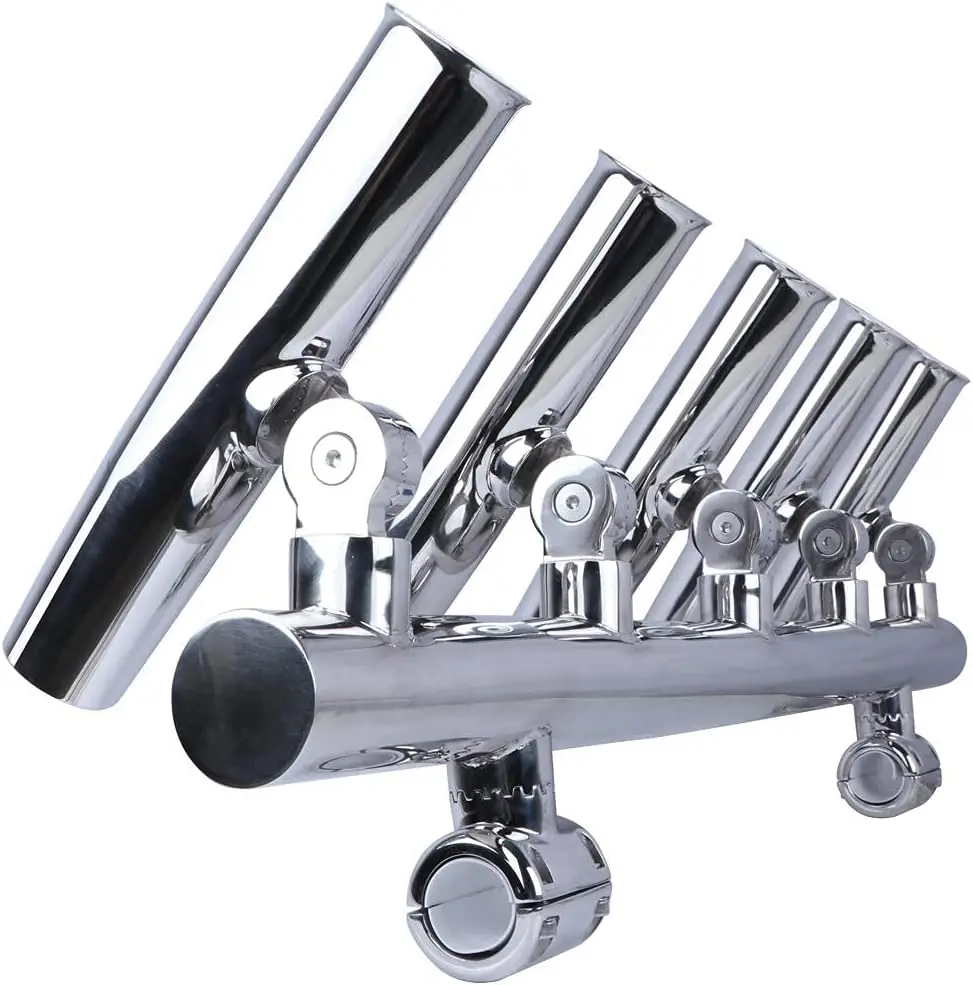 Boat Accessories Multi Tube Fishing Rod Holder Polished  Stainless Steel Yacht Fishing Rod  Support Adjustable For 26MM-32MM