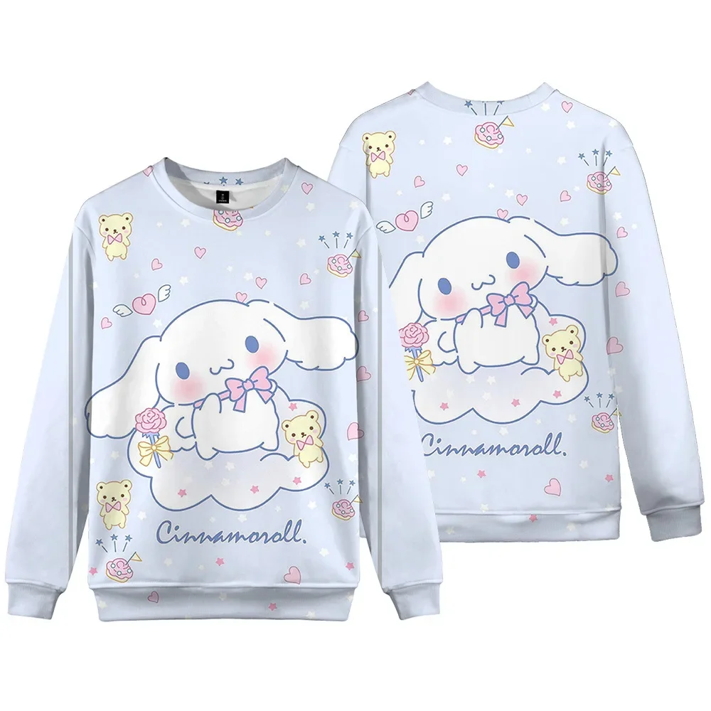 

3D New Sanrio Cartoon Peripheral Cinnamon Dog Sanrio Cinnamoroll Pullover Round Neck Sweatshirt Printing for Adults and Children