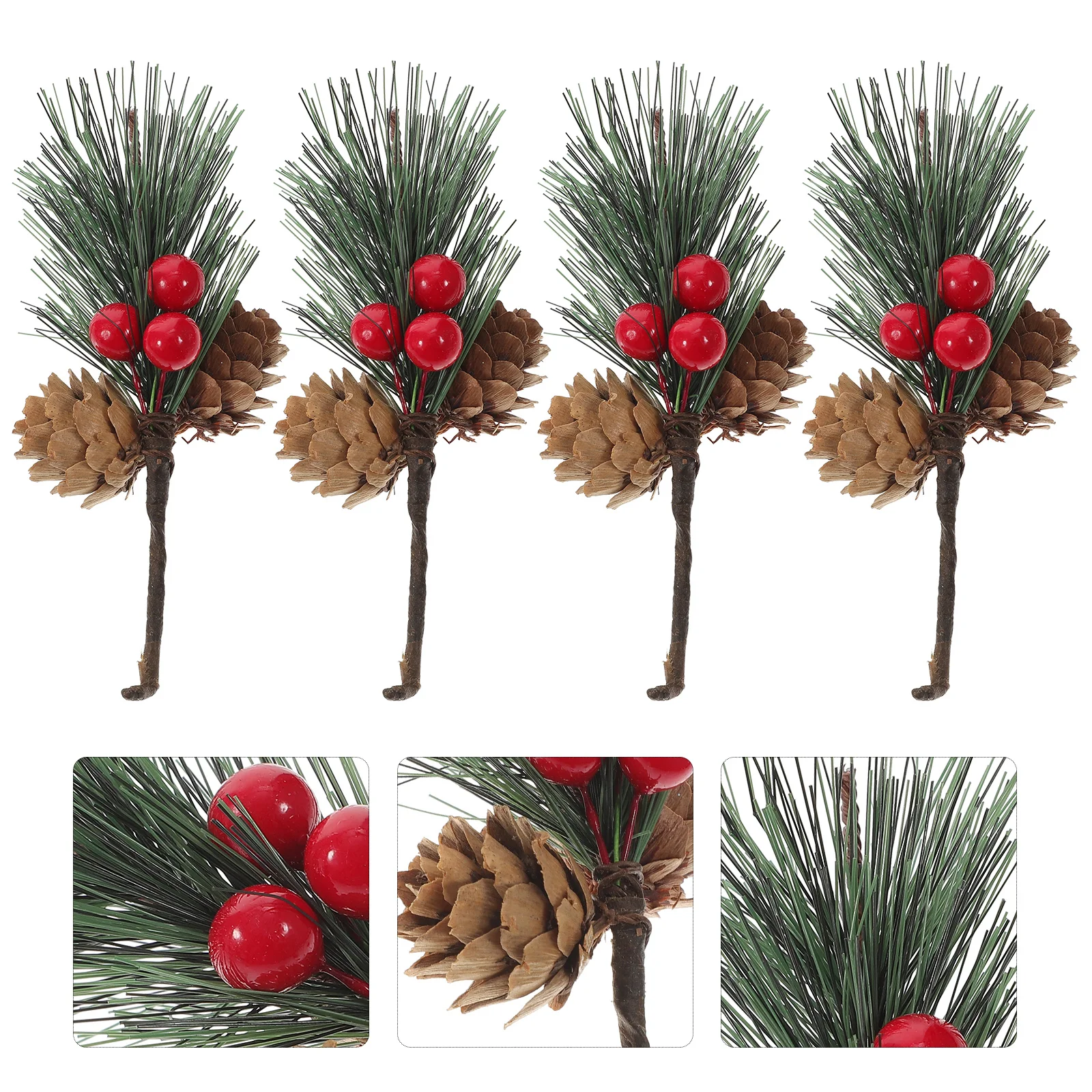 

Xmas Fake Branches Picks Artificial Red Fruit Pine Decor Christmas Decor Cuttings Needles Pine Fruit Red Berry Skewers