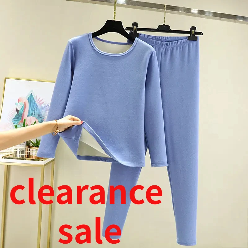 Thermal Underwear Female Winter Heating Padded and Thickened Bottoming Shirt Bottoming Pants Inside Out Home Wear Two-piece Set, Thermal Underwear Sets