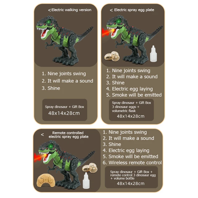 Walking Sound Simulation Animal Children Dinosaur Set Screaming Walking Spray Laying Eggs Model Kids Toys 2