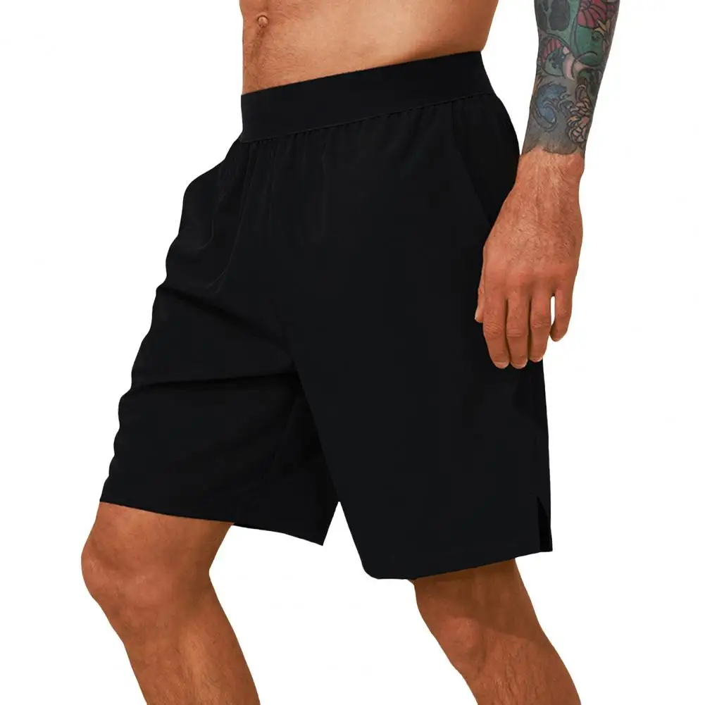 

Elastic Waistband Men Shorts Men's Quick Dry Elastic Waist Sport Shorts for Gym Jogging Lightweight Knee Length Fitness Trousers