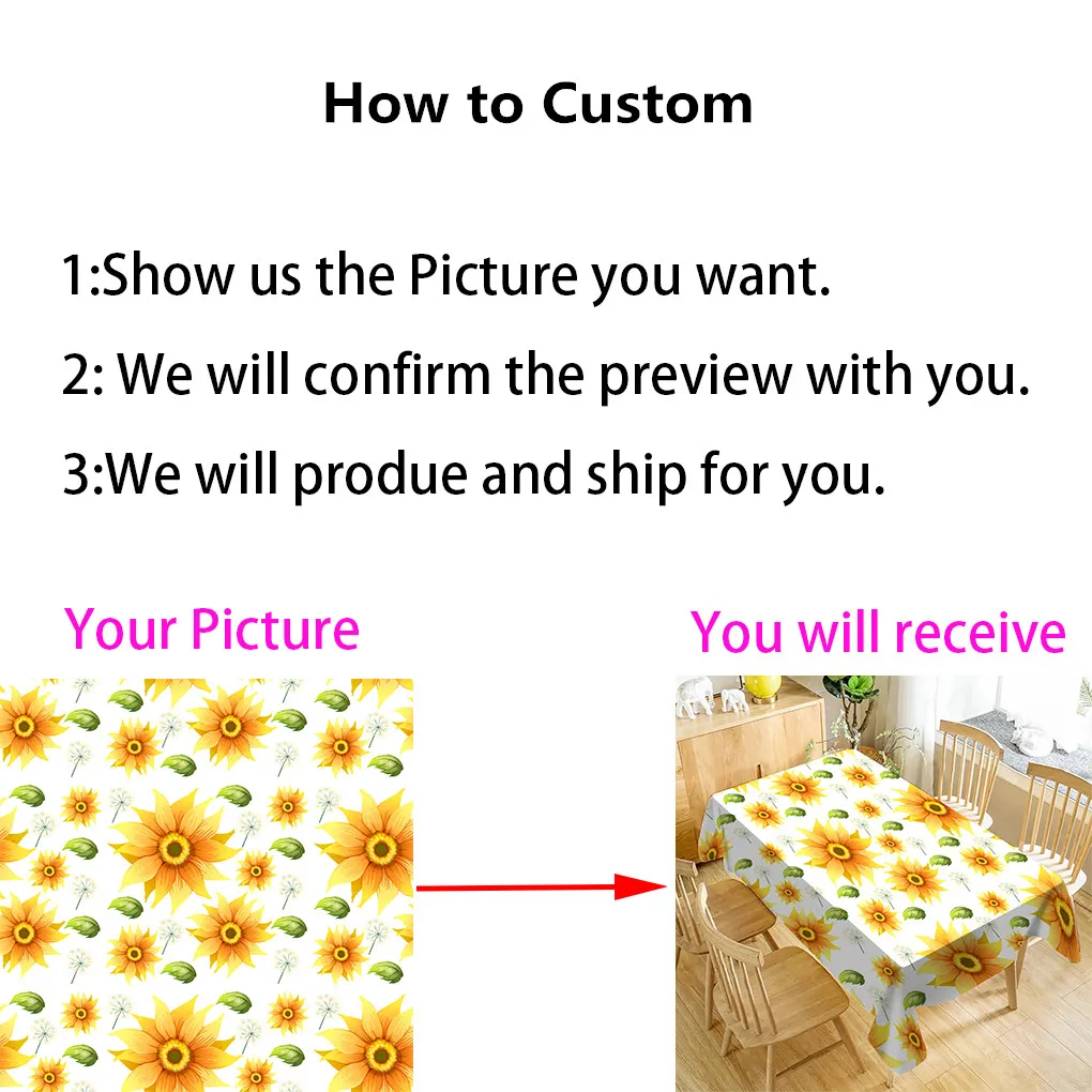 Custom Tablecloth Table Cover Cloth for Wedding Party Home Decor Rectangle Your Photo Image Logo Personalised Tablecover 3