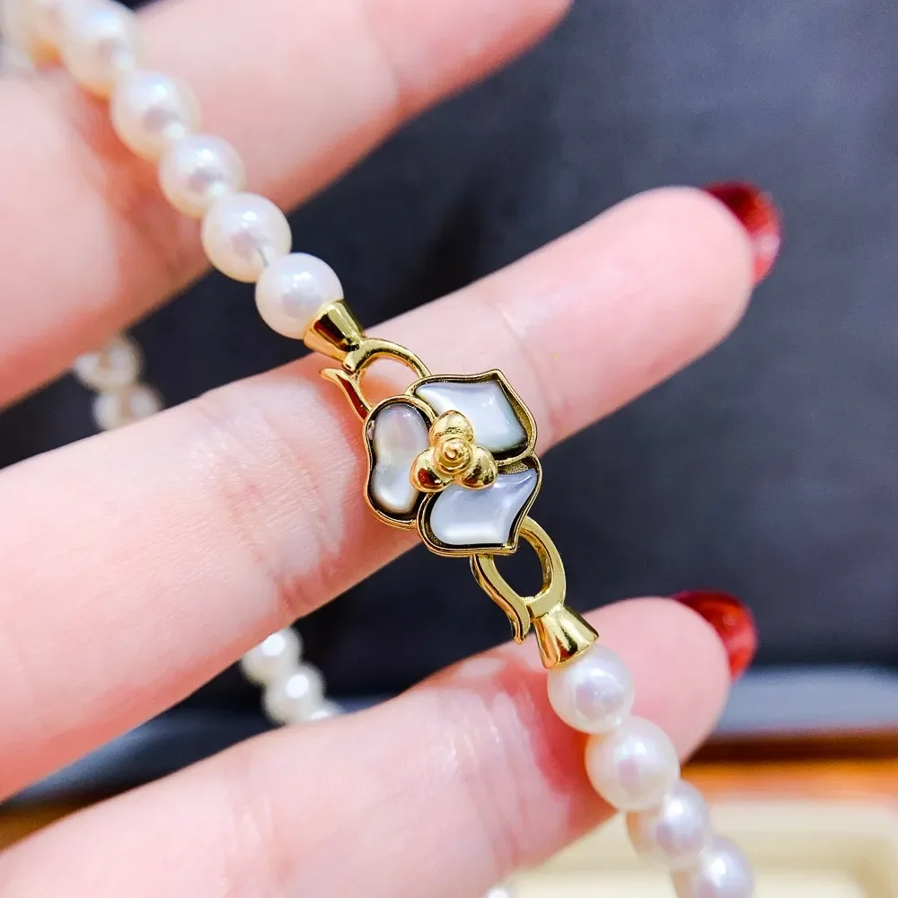 

DIY Pearl Accessories S925 Sterling Silver Single Row Necklace Clasp Fashion Gold Silver Bracelet Beaded Clasp K229