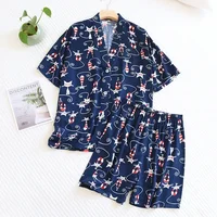 New Summer Ladies 100% Viscose Pajamas Short Sleeve Shorts Two Piece Floral V-Neck Thin Loose Women's Homewear Set sleepwear - Image 4