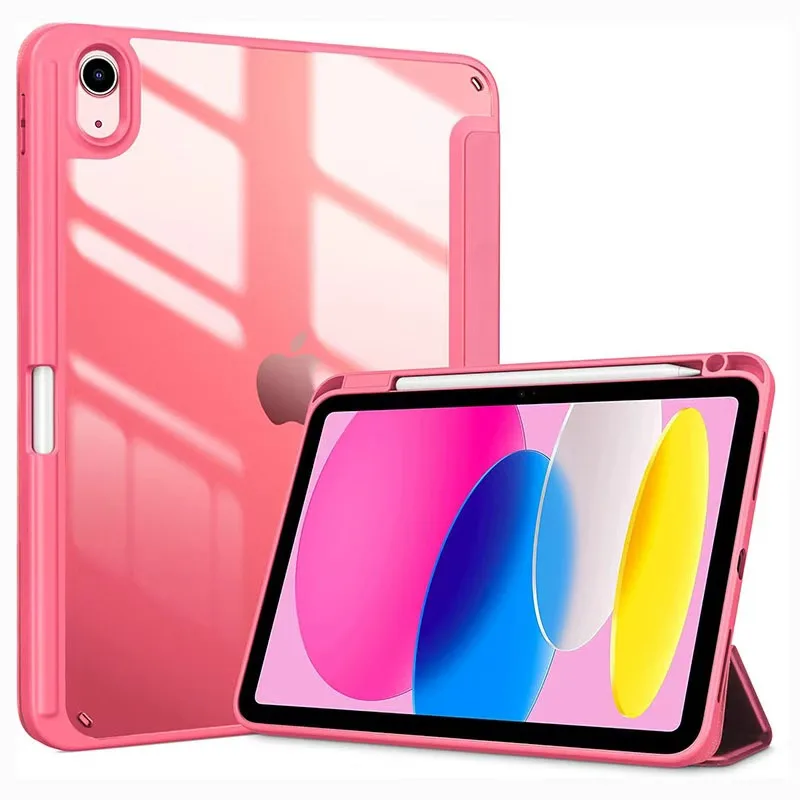 Clear Acrylic Back Tablet Case with TPU Protector and Pencil Holder