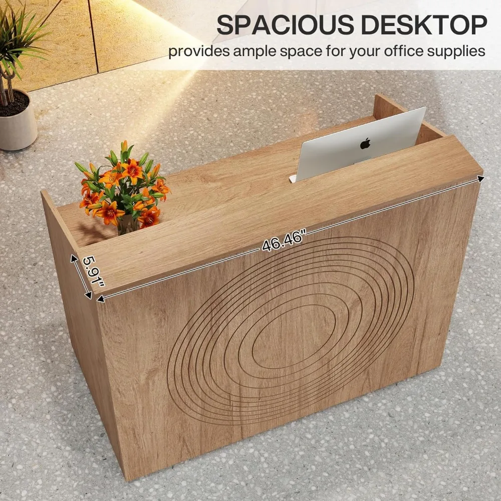 Reception Desk with Counter, Modern Front Desk Reception Room Table, for Checkout, Lobby, 47 Inch Retail Counter 6