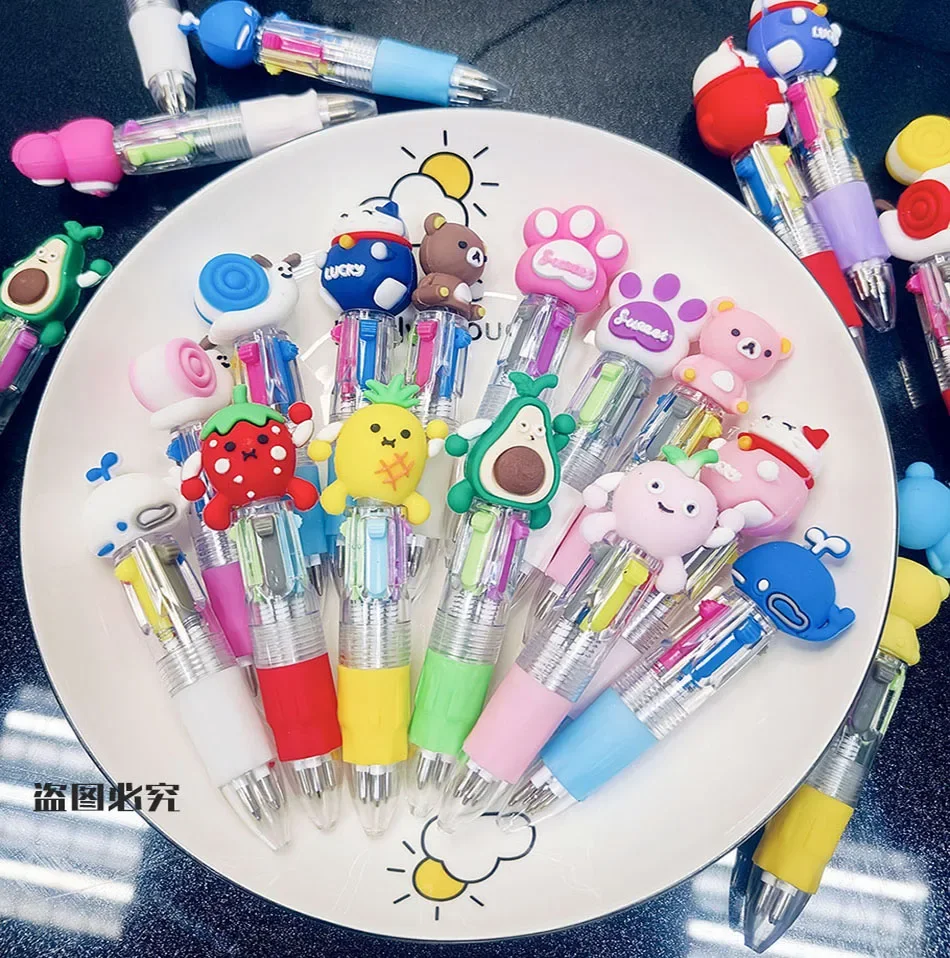 Ballpoint Pen 25Pcs/Lot Kawaii Mini 4 Colors Ballpoint Pen Cartoon Bear Unicorn Animal Multicolor Cute Pens Stationery School Office Supplies