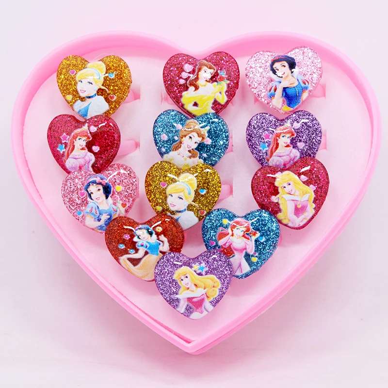 Finger Ring Jewelry Accessories 12pcs/box Disney Frozen Elsa Anna Princess Ring Resin Snow white Kids Finger Rings