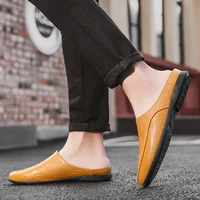 Summer Men Shoes Casual Fashion Mens Loafers Genuine Leather Half Slipper Breathable Slip on Lazy Driving Shoes Men - Image 6
