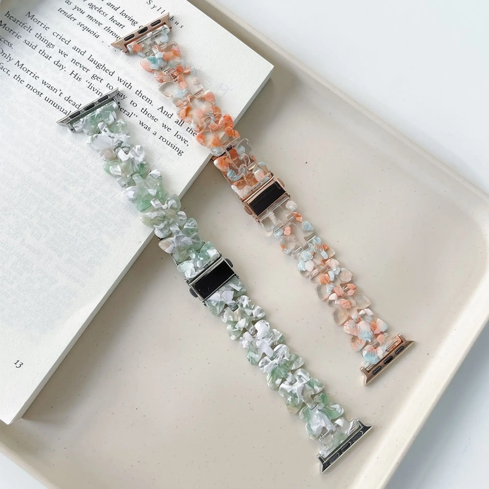 Resin Strap For Apple watch band 45mm 41mm 44mm 40mm 42mm 38mm Women's butterfly shaped bracelet iWatch Ultra 8 7 6 5 4 SE Belt