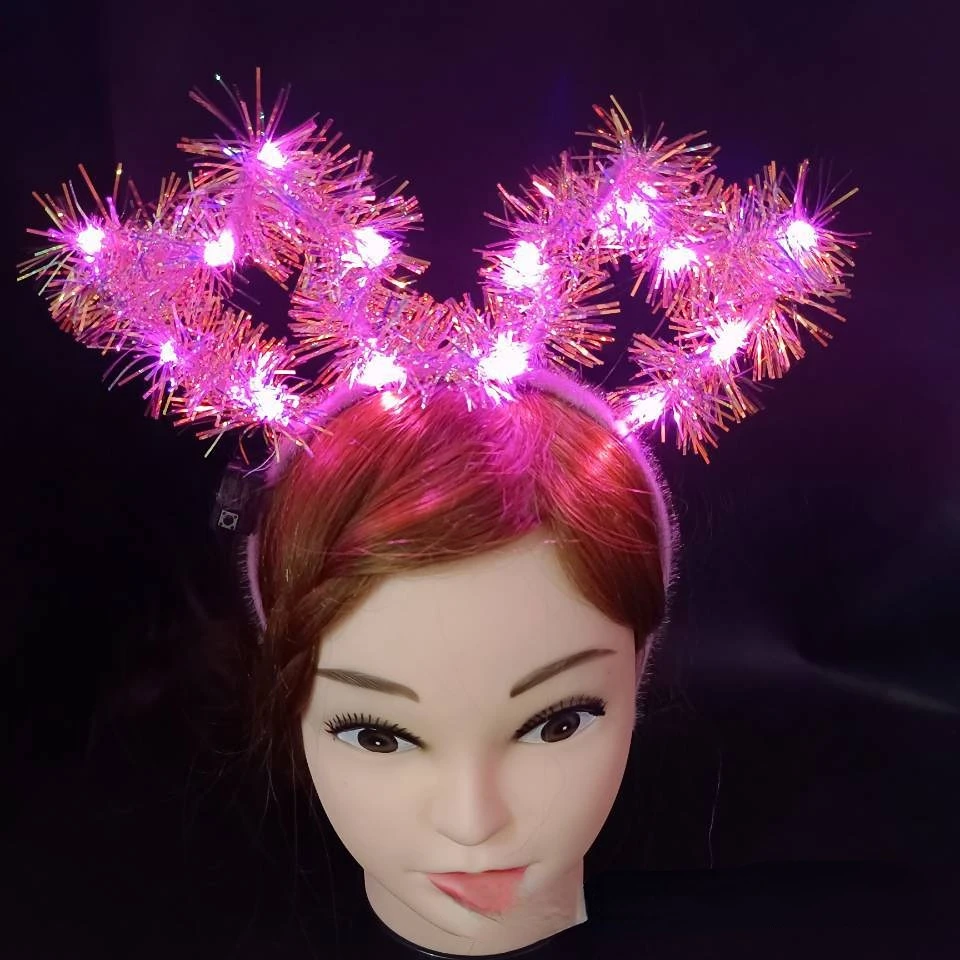 

12 шт. светящаяся мишура, олени для волос, ободок для волос, ободок для волос в виде оленя, Рождественское украшение