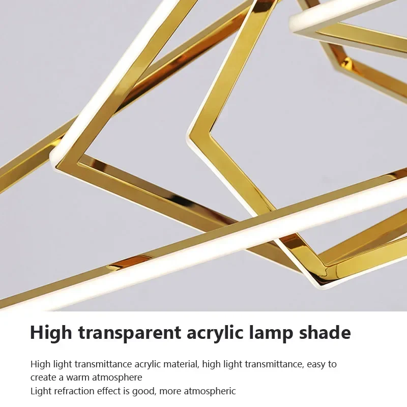 Modern LED Pendant Light Luxury Polygonal Lamp For Bedroom Living Dining Room Cafe Lines Simple  Home Decoration Hanging Fixture