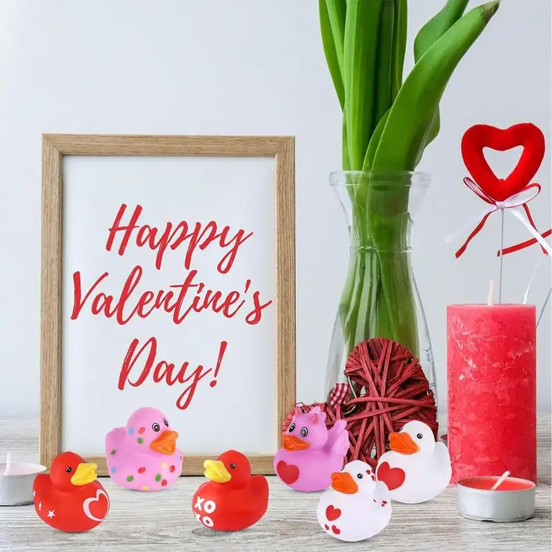 24pcs Rubber Duck Decorations For Car Dashboard Accessories Creative Bath Duck For Kids Shower Valentine's Day Festival Parties 5