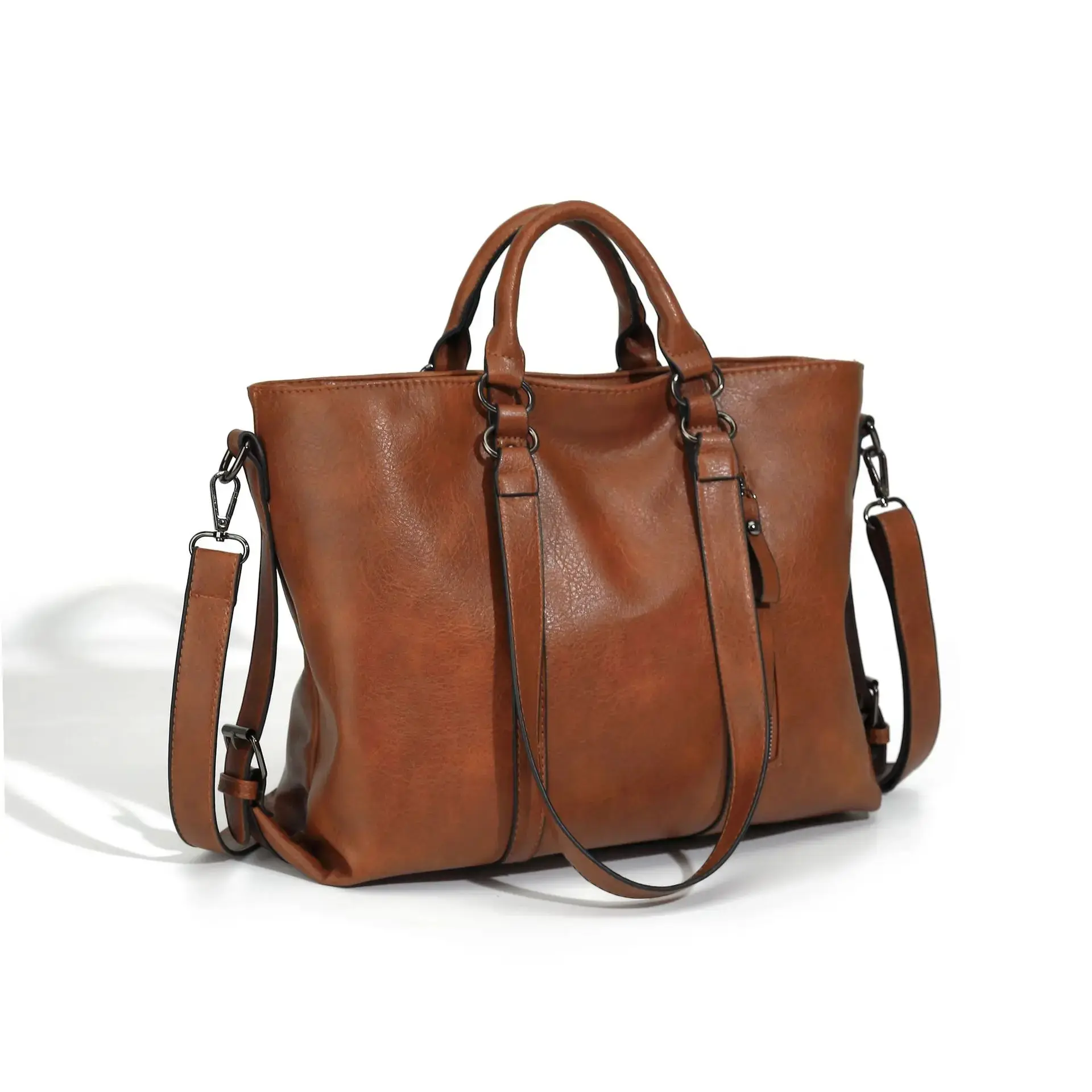 Chic Vintage Leather Tote Bag for Women main image 1
