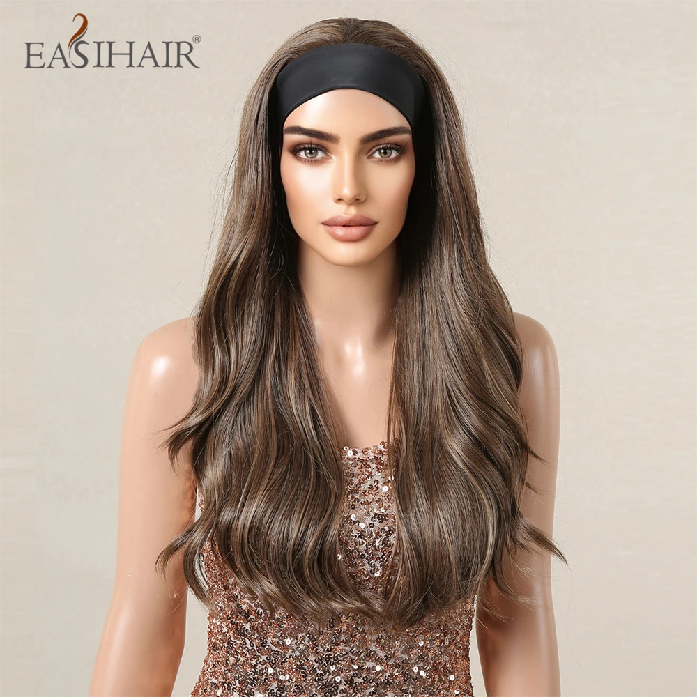Parrucche sintetiche con fascia per capelli, lunghe, ondulate, color cenere, per donne, resistenti al calore, per feste di cosplay giornaliere_voghion.com