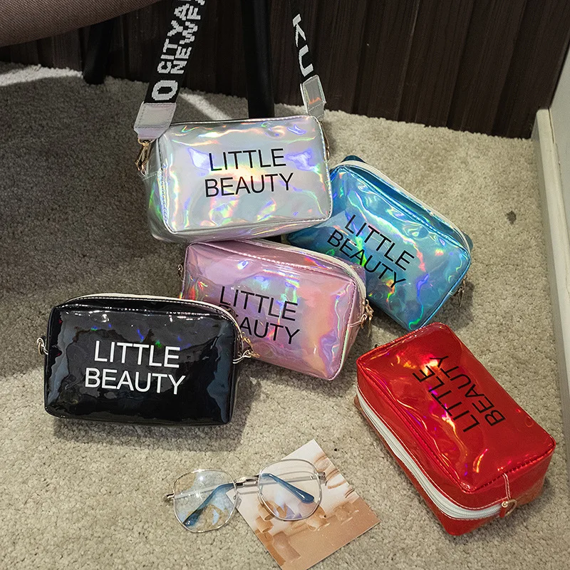 Small Women Laser Crossbody Bag Messenger Shoulder Bag PVC Jelly Small Tote Messenger Candy Colors Bags Laser Holographic Bolsa