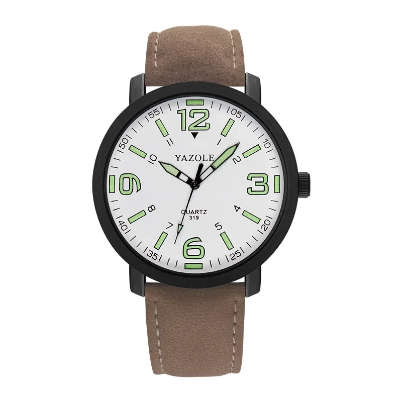 Luminous Analog Quartz Men's Watch with Leather Strap - YAZOLE Fashion Collection