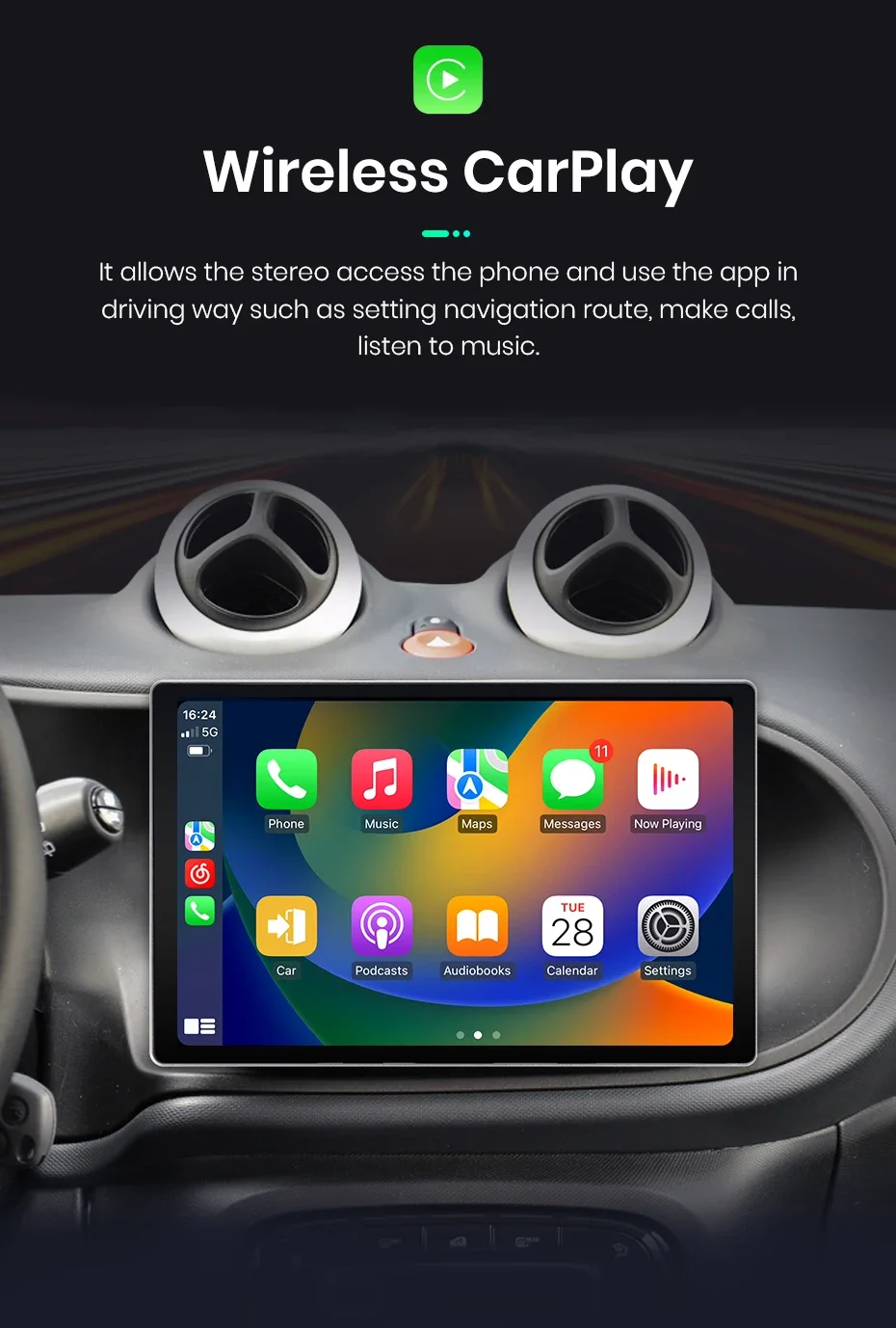 2K QLED Bildschirm Auto Radio Für Mercedes Benz Smart 2016 Drahtlose CarPlay Android Auto Multimedia autoradio – Detail 12