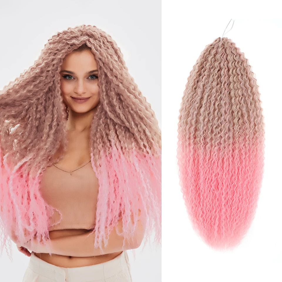 Extensiones de cabello trenzado brasileño marrón ombré, rizos africanos  sintéticos negros para mujeres, trenzas de pelo rizado de 20 a 28 pulgadas  - AliExpress, image size:960x960